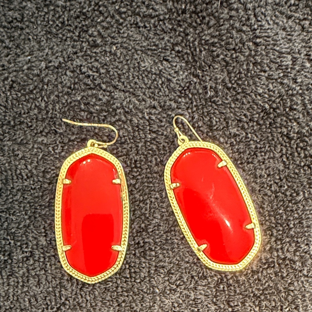 Kendra Scott Red and Gold Statement Earrings
